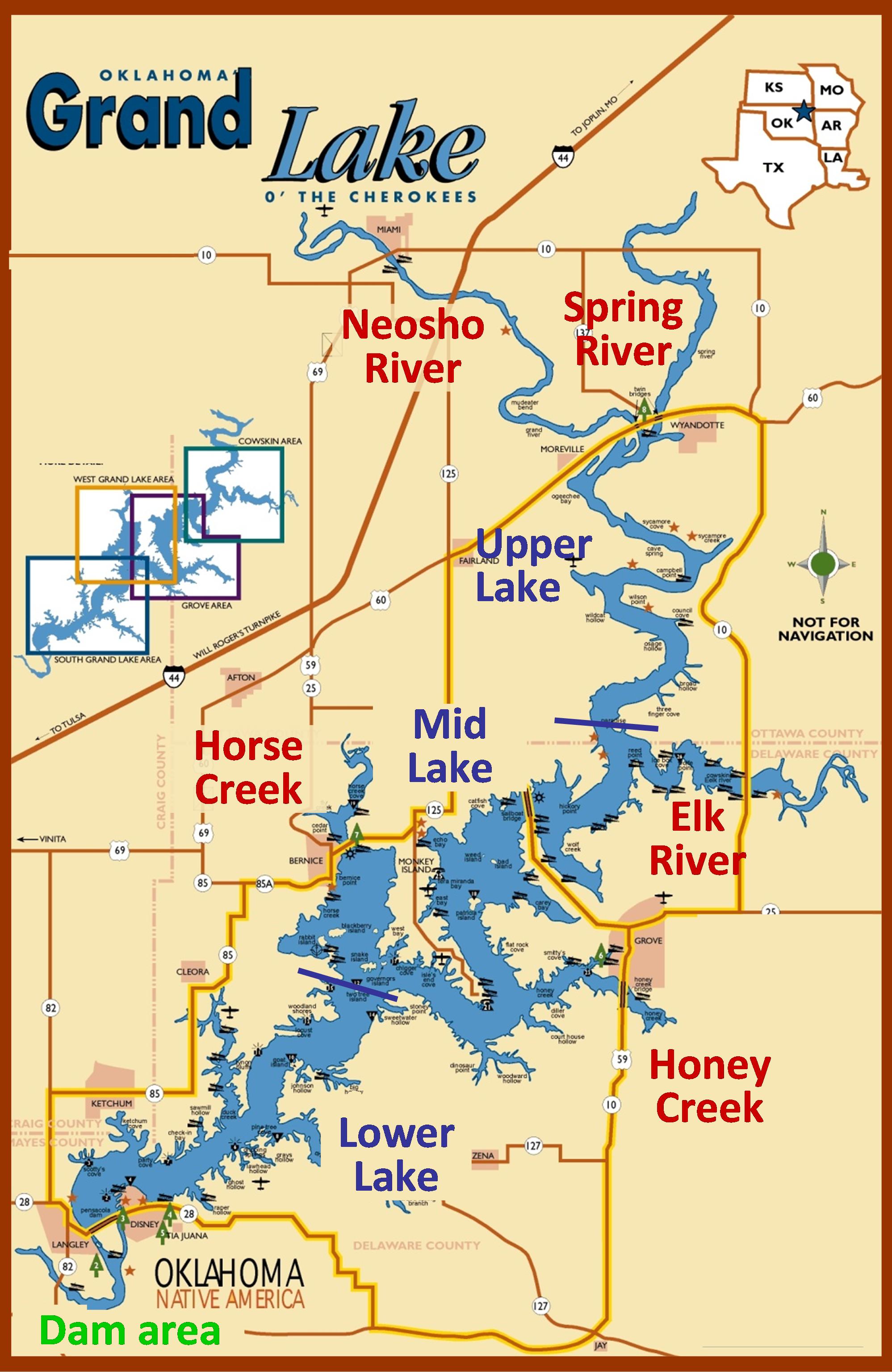 Grand River Oklahoma Map Grand Lake Watershed Mercury Study